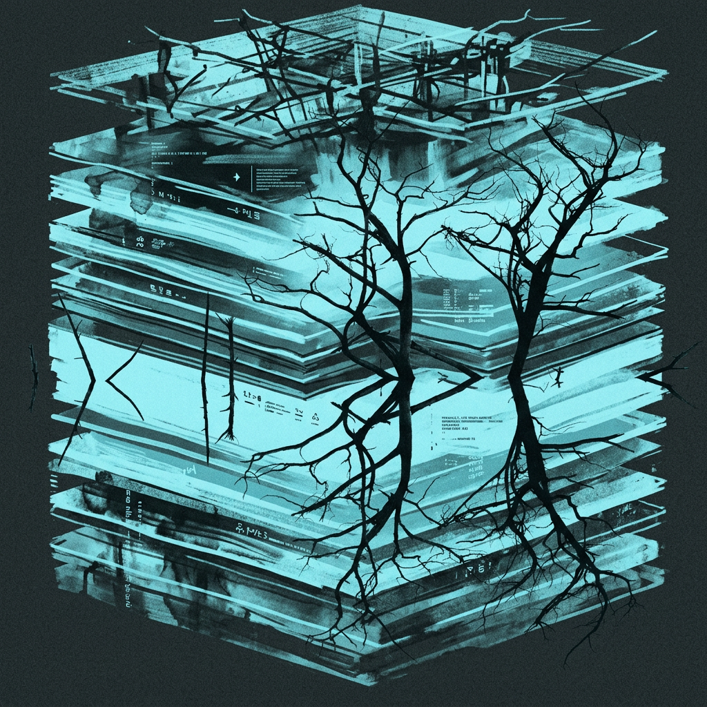 Kvadratisk stapel av datalager, kall cyan duotone.